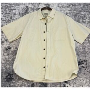 LL Bean Traditional Fit Short Sleeve Button Down Shirt Khaki Cotton Blend Size S